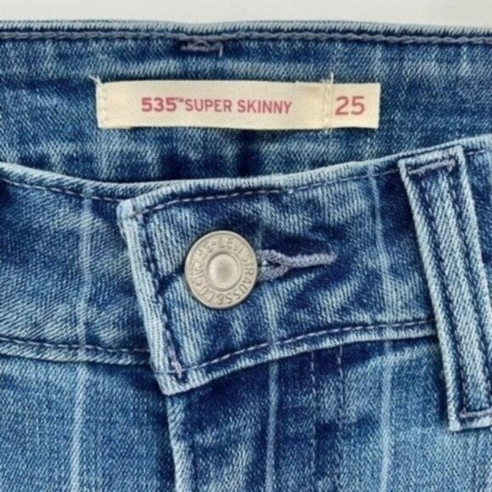 Levi's 535 Striped Super Skinny Low Rise Ankle Retro Stretch 25 Denim Jeans NWOT - Picture 4 of 8
